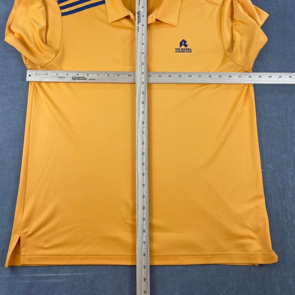 Adidas Mens Large Yellow Polo Shirt Riviera Country Club Golf Stripe